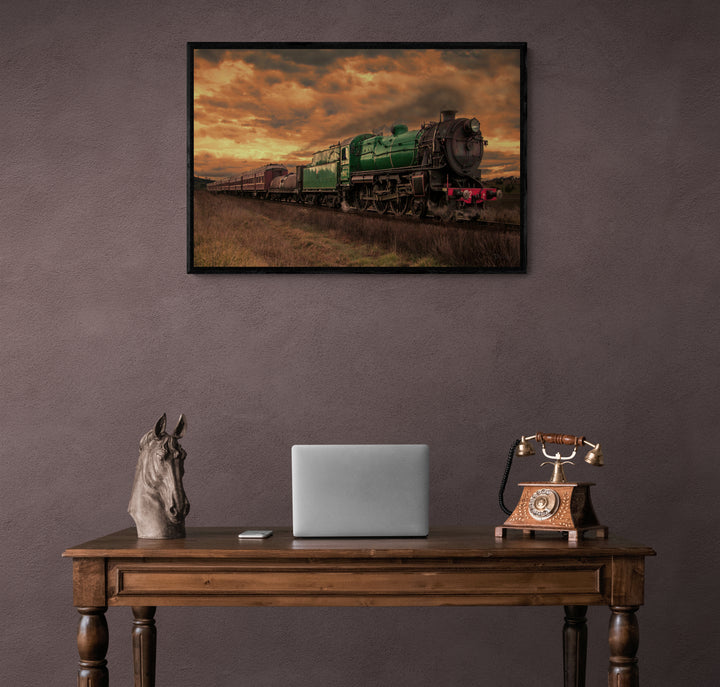 Vintage Steam Train Framed Photo - Tazloma