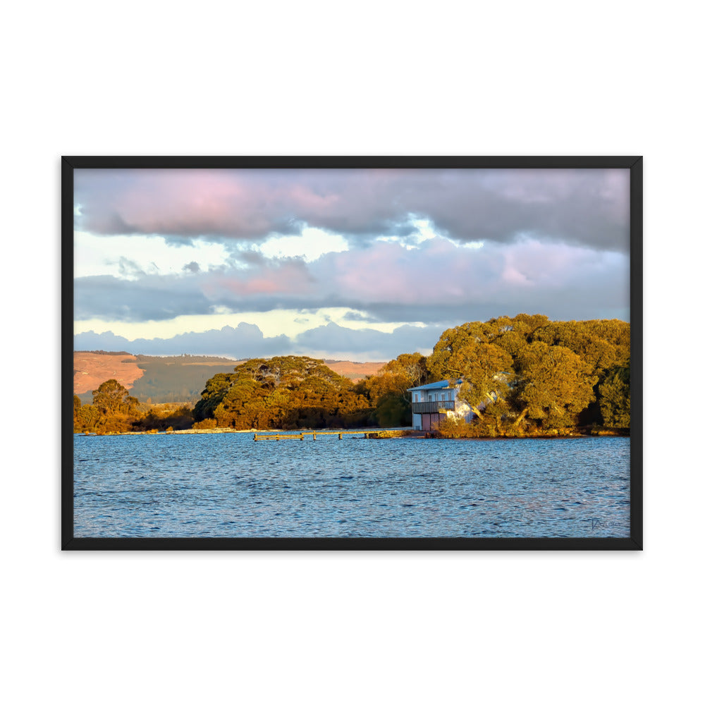 New Zealand Rotorua House Sunset Framed Photo - Tazloma